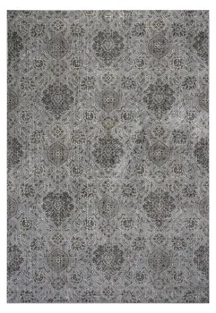8' X 11' Silver And Dark Gray Floral Area Rug
