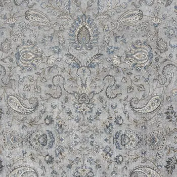 8' X 11' Blue And Silver Floral Area Rug