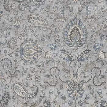 8' X 11' Blue And Silver Floral Area Rug