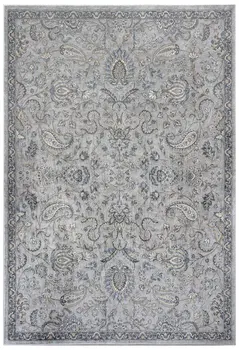 8' X 11' Blue And Silver Floral Area Rug