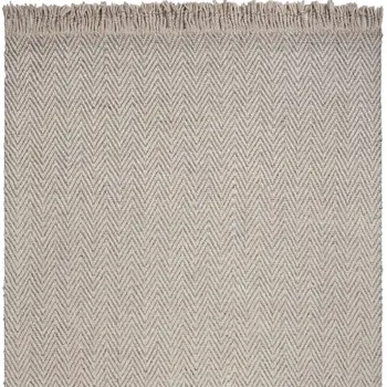 8' X 10' Beige And Tan Wool Geometric Hand Woven Area Rug With Fringe