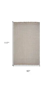 8' X 10' Beige And Tan Wool Geometric Hand Woven Area Rug With Fringe