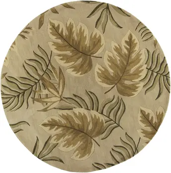8' Sand And Beige Wool Hand Tufted Round Rug