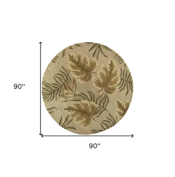 8' Sand And Beige Wool Hand Tufted Round Rug