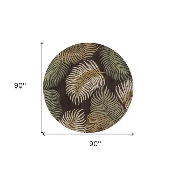 7' Round Wool Espresso Area Rug