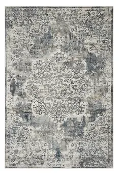8' X 11' Ivory And Gray Floral Medallion Distressed Area Rug