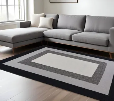 8' X 11'  Uv Treated Polypropylene Charcoal Area Rug