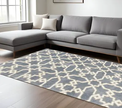 7' X 10' Microfiber Slate Blue Area Rug