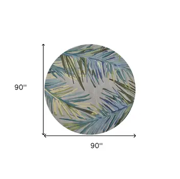 7' Round Wool Grey Or  Blue Area Rug