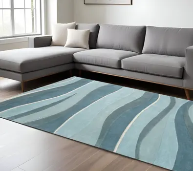 8' X 10' 6 Wool Ocean Area Rug