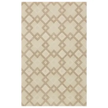 8' X 11' Ivory Wool Geometric Hand Tufted Area Rug