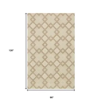 8' X 11' Ivory Wool Geometric Hand Tufted Area Rug