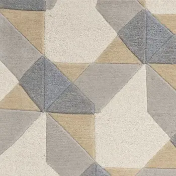 8' X 11' Gray And Ivory Wool Geometric Hand Tufted Area Rug