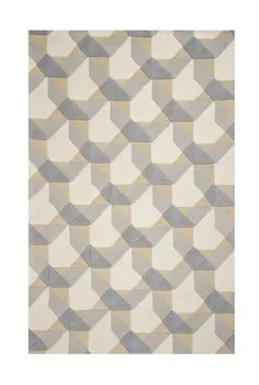8' X 11' Gray And Ivory Wool Geometric Hand Tufted Area Rug