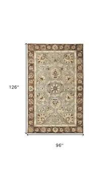 8' X 11' Gray And Brown New Zealand Lambs Wool Floral Hand Tufted Area Rug