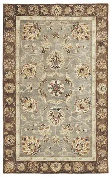 8' X 11' Gray And Brown New Zealand Lambs Wool Floral Hand Tufted Area Rug