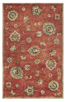 8' X 11' Sienna Orange Hand Tufted Allover Traditional Floral Indoor Area Rug