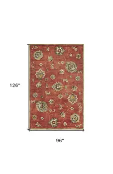 8' X 11' Sienna Orange Hand Tufted Allover Traditional Floral Indoor Area Rug