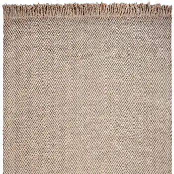 9' X 12' Beige And Gray Wool Hand Woven Area Rug With Fringe