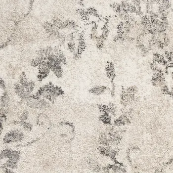 9' X 13' Gray And Dark Gray Floral Distressed Area Rug