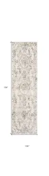 9' X 13' Gray And Dark Gray Floral Distressed Area Rug