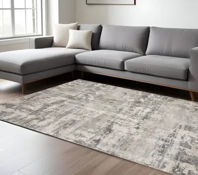 8' X 13' Shade Of Gray Abstract Area Rug