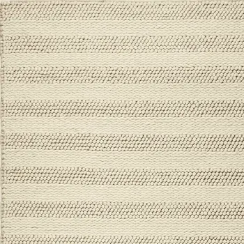 8' X 10' White Ivory Hand Woven Knobby Cornish Stripe Indoor Area Rug