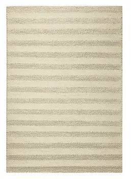 8' X 10' White Ivory Hand Woven Knobby Cornish Stripe Indoor Area Rug