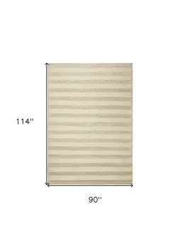 8' X 10' White Ivory Hand Woven Knobby Cornish Stripe Indoor Area Rug