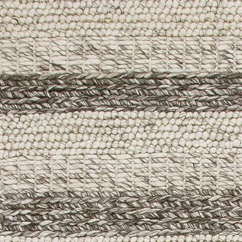 8' X 10' Gray And White New Zealand Lambs Wool Striped Hand Woven Area Rug