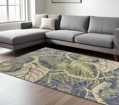 7' X 9'  Wool Blue Or  Green Area Rug