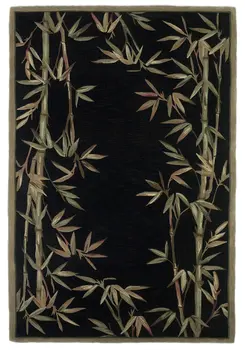 8' X 10' Black Hand Tufted Bordered Bamboo Indoor Area Rug