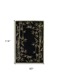 8' X 10' Black Hand Tufted Bordered Bamboo Indoor Area Rug