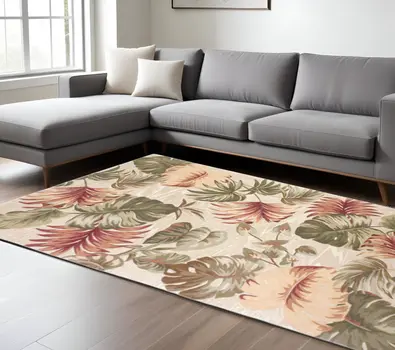 7' X 9'  Wool Beige Area Rug