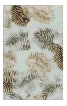 8' X 10' Aqua And Brown Wool Botanical Leaves Hand Tufted Area Rug