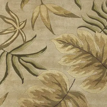 8' X 11' Sand And Beige Wool Botanical Leaves Hand Tufted Area Rug