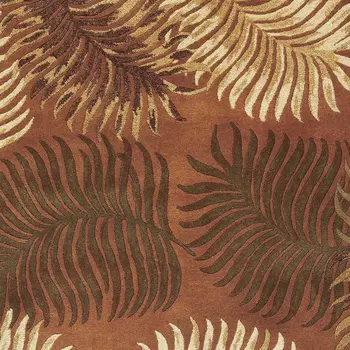 8' X 10' Rust Orange And Green Wool Botanical Leaves Hand Tufted Area Rug
