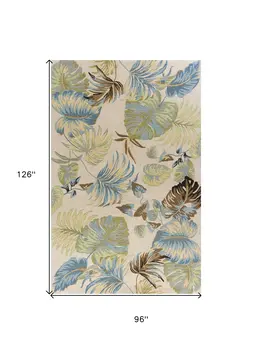 8' X 10' 6 Wool Ivory Or Blue Area Rug