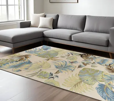 8' X 10' 6 Wool Ivory Or Blue Area Rug