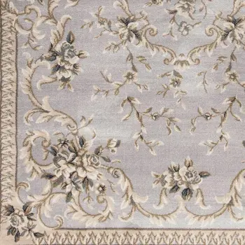 9' X 12' Light Gray And Taupe Floral Area Rug