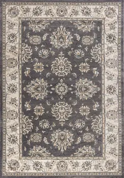 9' X 12' Grey Ivory Bordered Floral Indoor Area Rug