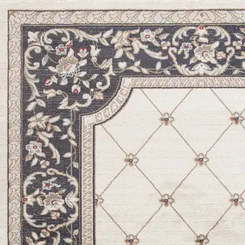 9' X 12' Ivory And Gray Floral Area Rug