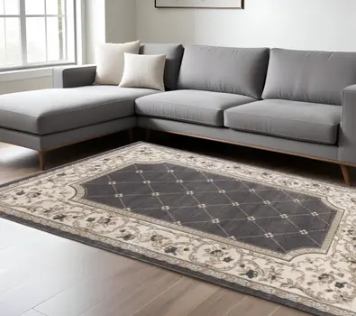 9' X 12'  Polypropylene Grey Or  Ivory  Area Rug