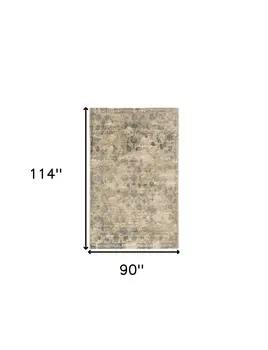 8' X 10' Sand And Blue Floral Hand Loomed Area Rug