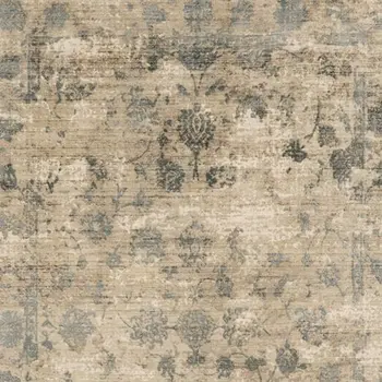 8' X 10' Sand And Blue Floral Hand Loomed Area Rug