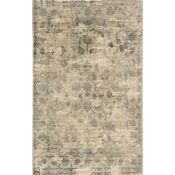 8' X 10' Sand And Blue Floral Hand Loomed Area Rug