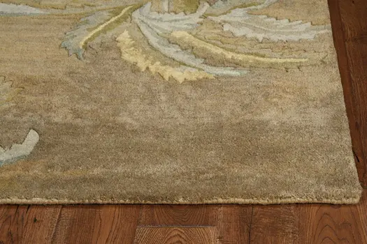 8' X 11'  Wool  Moss Green Palm Trees Area Rug