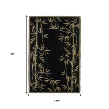 8' X 11'  Wool Black And Bamboo Area Rug
