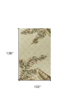 9' X 12' Green And Brown Wool Tropical Botanical Hand Tufted Area Rug