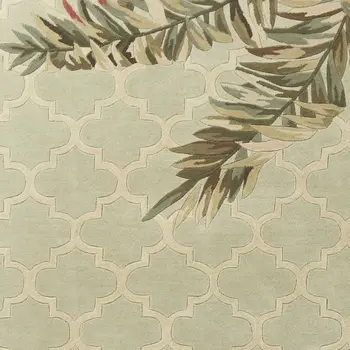 9' X 12' Green And Brown Wool Tropical Botanical Hand Tufted Area Rug